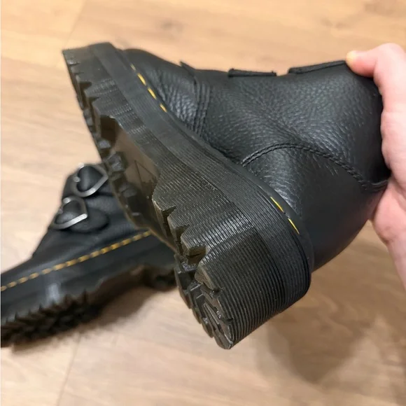 Dr. Martens Black Devon Heart Buckle Platform Boots - Picture 10 of 13
